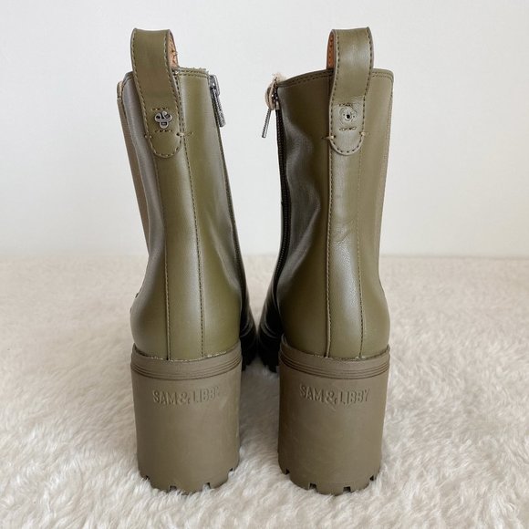 Sam&Libby Women's Camila Block Heel Boot Side Zip, Moss Green, Size 8 / 8.5 - Picture 12 of 15